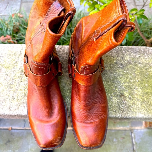 Frye Vintage Harness Men's Redwood Pebble Rust Brown Boots - Picture 3 of 12